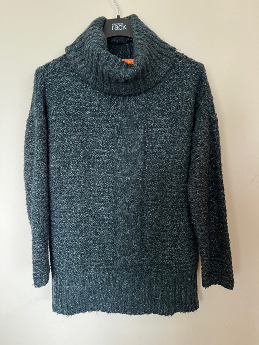 Joe Fresh Chunky Cable Turtleneck Sweater in Dark Teal